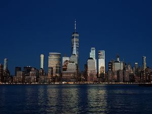 Preview wallpaper tower, buildings, architecture, sea, evening