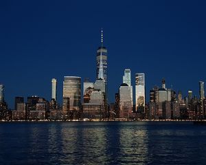 Preview wallpaper tower, buildings, architecture, sea, evening