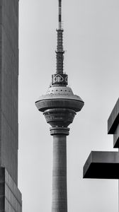 Preview wallpaper tower, buildings, architecture, black-and-white, bw