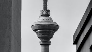 Preview wallpaper tower, buildings, architecture, black-and-white, bw