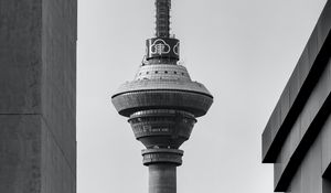 Preview wallpaper tower, buildings, architecture, black-and-white, bw