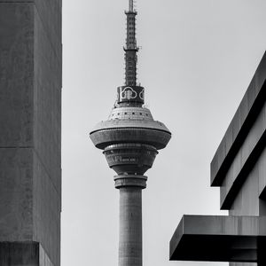 Preview wallpaper tower, buildings, architecture, black-and-white, bw