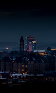 Preview wallpaper tower, buildings, architecture, night, lights, city