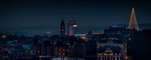 Preview wallpaper tower, buildings, architecture, night, lights, city