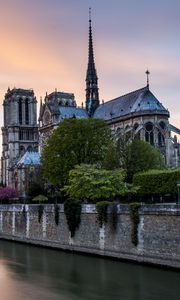 Preview wallpaper tower, buildings, architecture, embankment, river