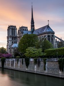 Preview wallpaper tower, buildings, architecture, embankment, river