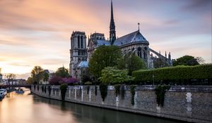 Preview wallpaper tower, buildings, architecture, embankment, river