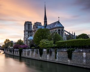 Preview wallpaper tower, buildings, architecture, embankment, river