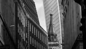 Preview wallpaper tower, buildings, architecture, black and white