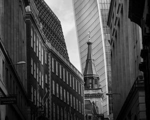 Preview wallpaper tower, buildings, architecture, black and white