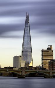 Preview wallpaper tower, buildings, bridge, river, city
