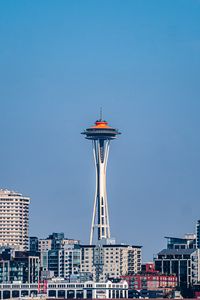 Preview wallpaper tower, buildings, embankment, water, seattle, usa