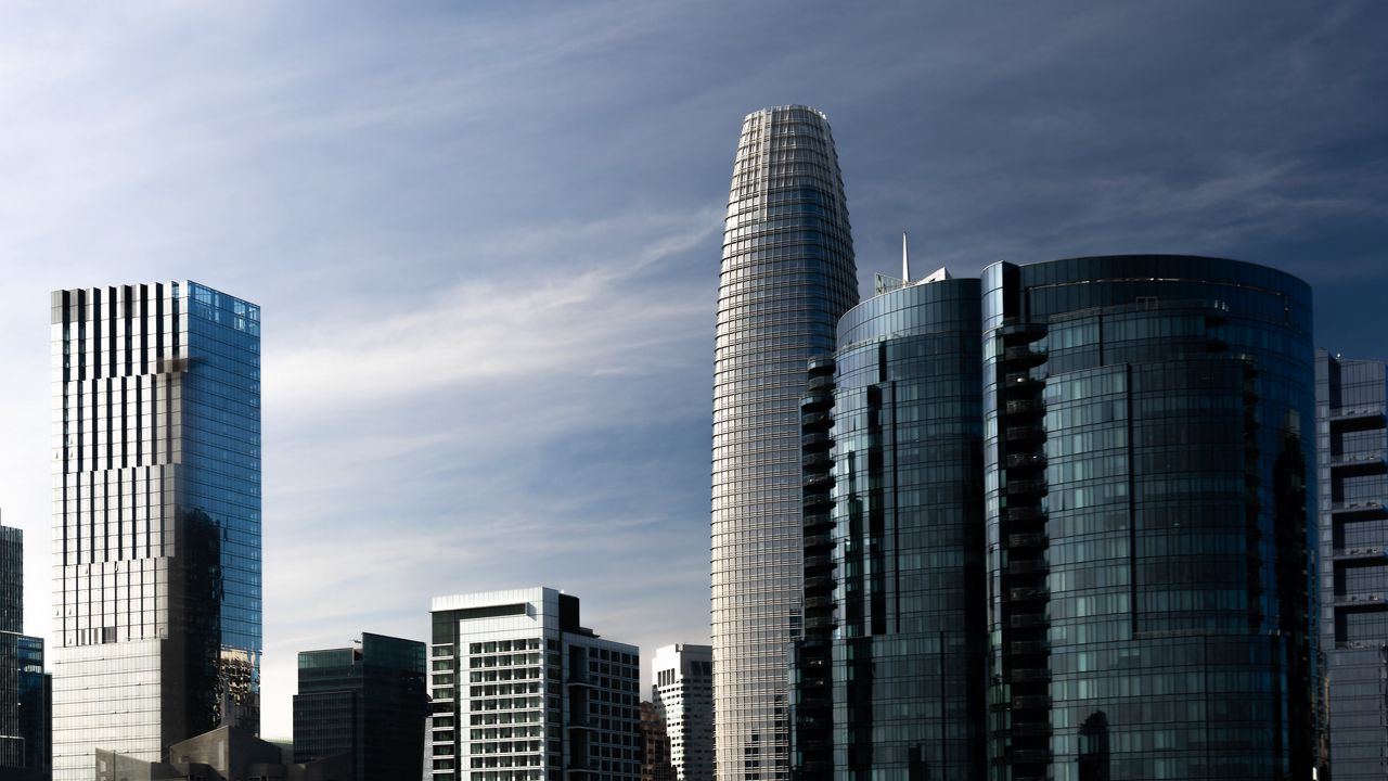 Wallpaper tower, buildings, glass, city