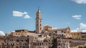 Preview wallpaper tower, buildings, houses, street, city