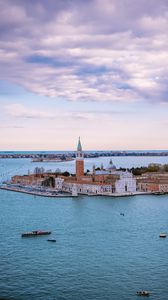 Preview wallpaper tower, buildings, island, yachts, sea