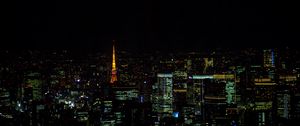 Preview wallpaper tower, buildings, lights, city, night