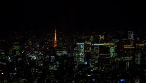 Preview wallpaper tower, buildings, lights, city, night