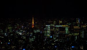 Preview wallpaper tower, buildings, lights, city, night