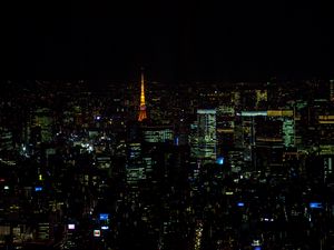 Preview wallpaper tower, buildings, lights, city, night