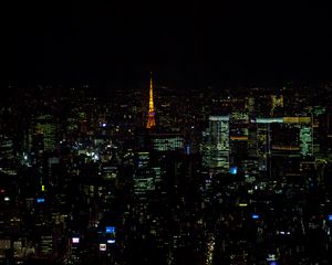 Preview wallpaper tower, buildings, lights, city, night