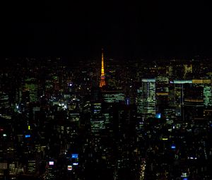 Preview wallpaper tower, buildings, lights, city, night