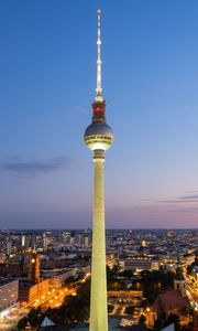 Preview wallpaper tower, buildings, lights, city, berlin, germany