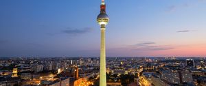 Preview wallpaper tower, buildings, lights, city, berlin, germany