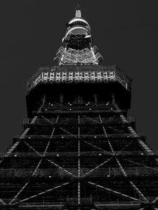 Preview wallpaper tower, bw, architecture, tokyo, japan