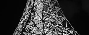 Preview wallpaper tower, bw, night, lights, design, architecture