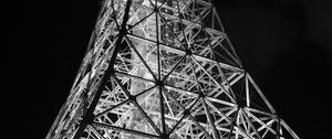 Preview wallpaper tower, bw, night, lights, design, architecture