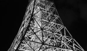 Preview wallpaper tower, bw, night, lights, design, architecture