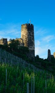 Preview wallpaper tower, castle, ruins, trees, landscape