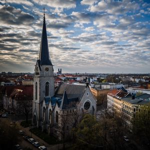 Preview wallpaper tower, chapel, buildings, clock, city