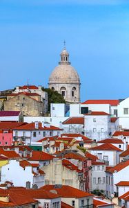 Preview wallpaper tower, church, houses, architecture, city