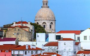 Preview wallpaper tower, church, houses, architecture, city
