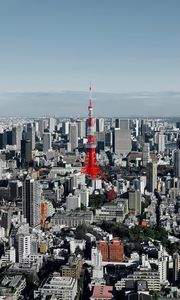 Preview wallpaper tower, city, aerial view, buildings
