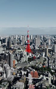 Preview wallpaper tower, city, aerial view, buildings
