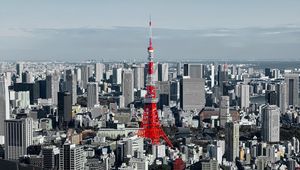 Preview wallpaper tower, city, aerial view, buildings