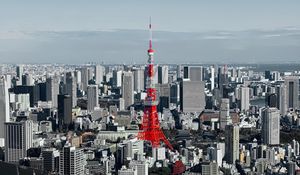 Preview wallpaper tower, city, aerial view, buildings