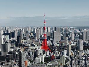Preview wallpaper tower, city, aerial view, buildings