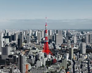 Preview wallpaper tower, city, aerial view, buildings