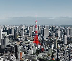 Preview wallpaper tower, city, aerial view, buildings