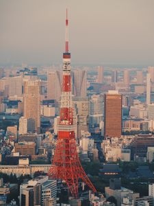 Preview wallpaper tower, city, aerial view, buildings, architecture, tokyo, japan