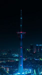 Preview wallpaper tower, city, architecture, lights, night