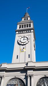 Preview wallpaper tower, clock, building, architecture, flag, city, san francisco