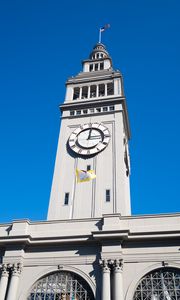 Preview wallpaper tower, clock, building, architecture, flag, city, san francisco