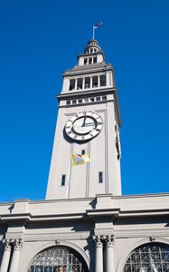 Preview wallpaper tower, clock, building, architecture, flag, city, san francisco