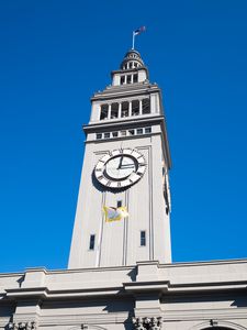 Preview wallpaper tower, clock, building, architecture, flag, city, san francisco