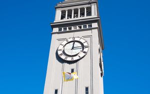 Preview wallpaper tower, clock, building, architecture, flag, city, san francisco