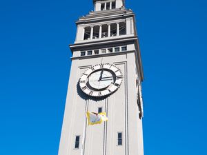 Preview wallpaper tower, clock, building, architecture, flag, city, san francisco